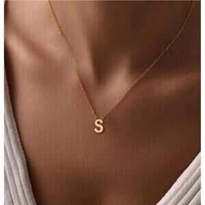 Fwlisesa S Initial Dainty Letter 14k Gold Plated Necklace NWT